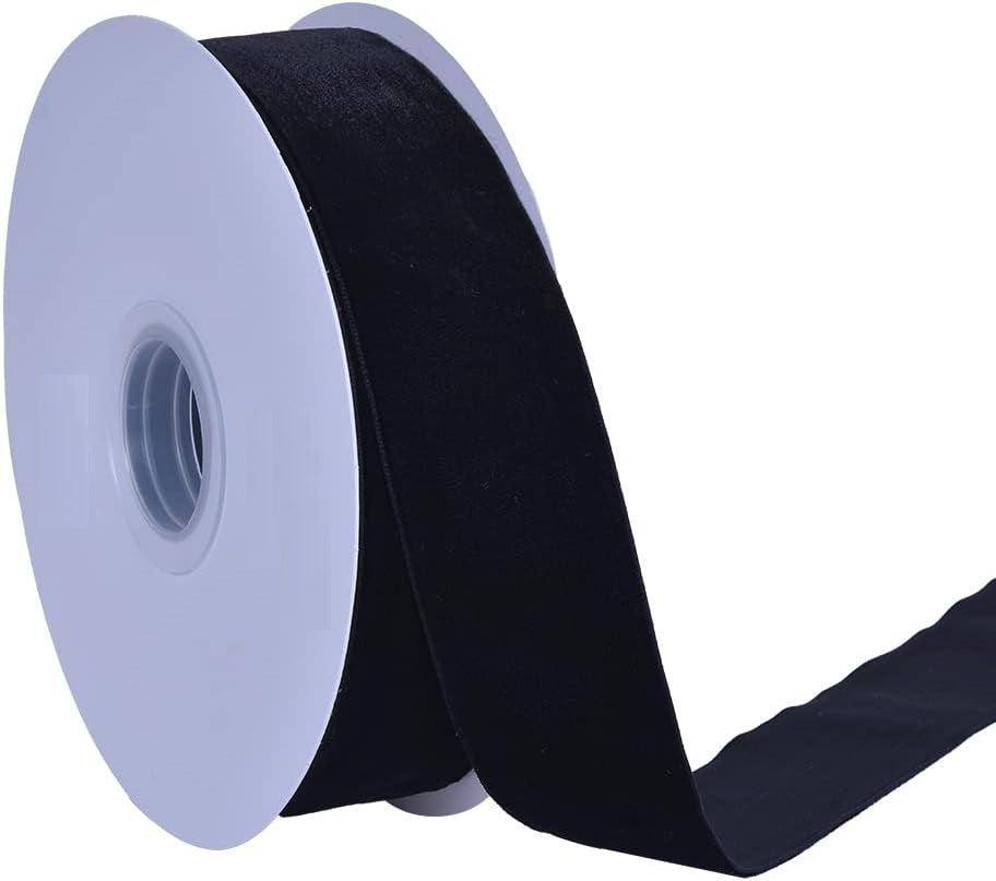 Black - Single Face Velvet Ribbon - 1 Inch x 10 Yards