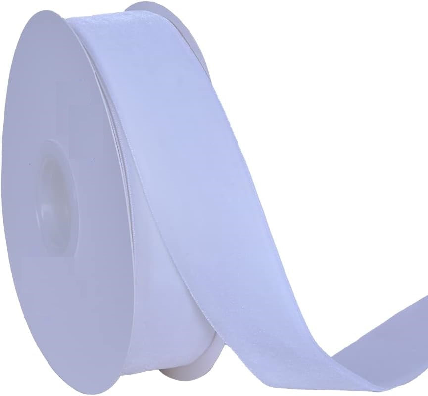 White Single Face Velvet Ribbon