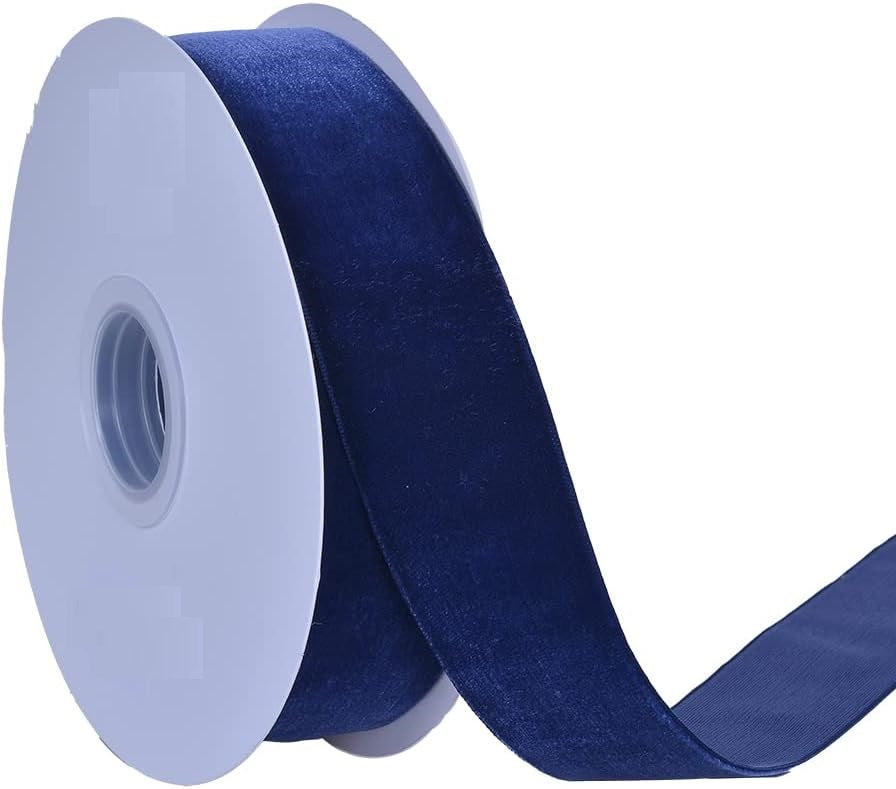 Navy Blue Single Face Velvet Ribbon