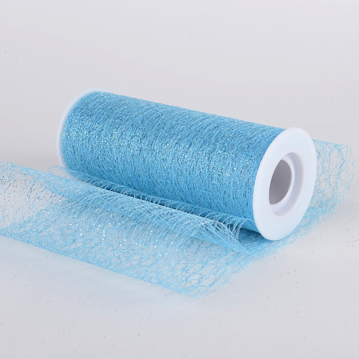 6 x 10 Yd Glitter Sisal Mesh Roll - Light Blue BBCrafts.com