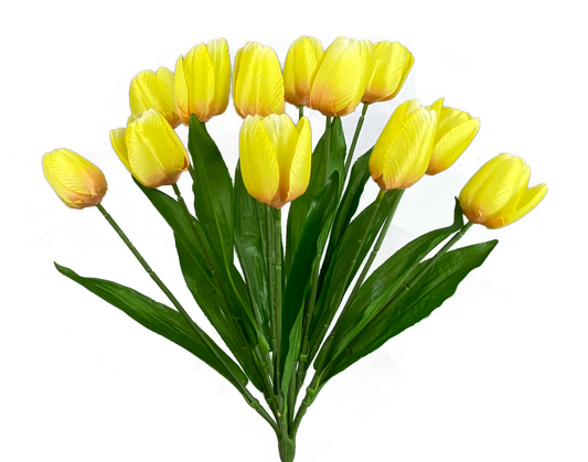 17 Inch H Yellow Tulip Bush x 12