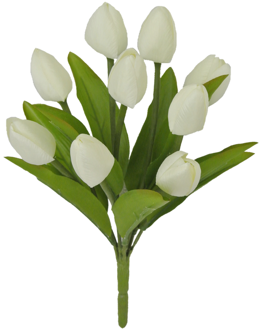 13 Inch Tulip Bush: Cream with 9 Stems