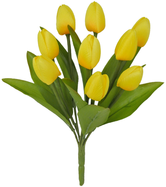 13 Inch Tulip Bush: Yellow with 9 Stems