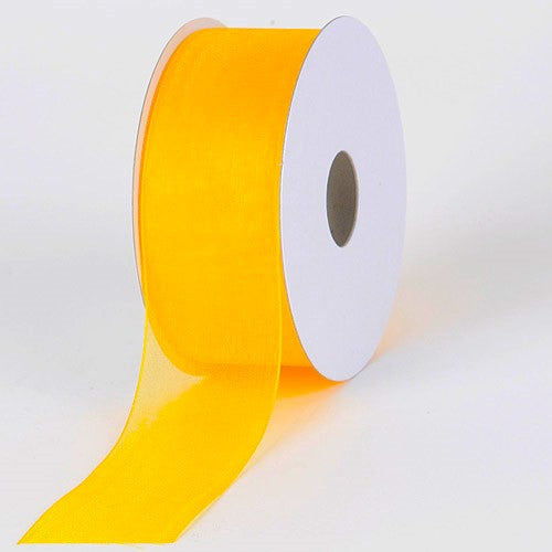 Light Gold - Organza Ribbon Thin Wire Edge 25 Yards - ( 2 - 1/2 Inch | 25 Yards )