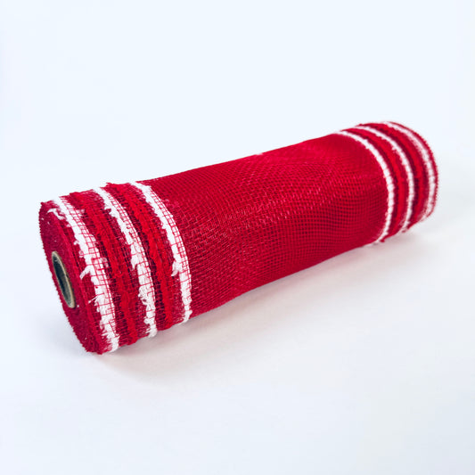 Red - Poly Snow Edge Deco Mesh - (10 Inch x 10 Yards)