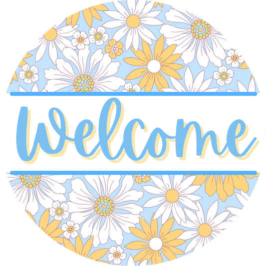 Welcome Metal Sign Flowers: Made In USA