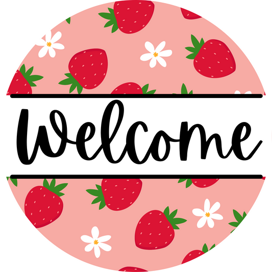 Welcome Metal Sign Strawberry: Made In USA