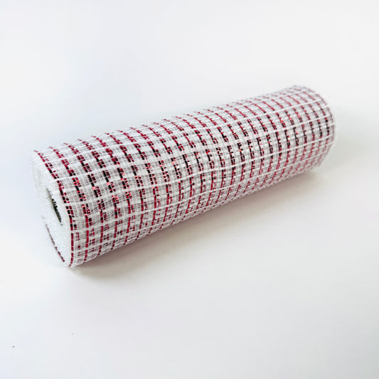 Red White - Holiday Poly Deco Mesh - ( 10 Inch x 10 Yards )