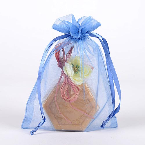 Antique Blue - Organza Bags - ( 6x15 Inch - 10 Bags ) BBCrafts.com