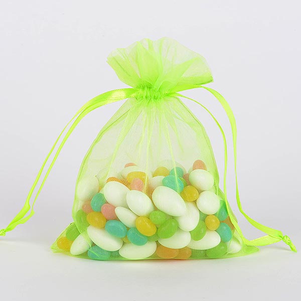 Apple Green - Organza Bags - ( 4 x 5 Inch - 10 Bags ) BBCrafts.com