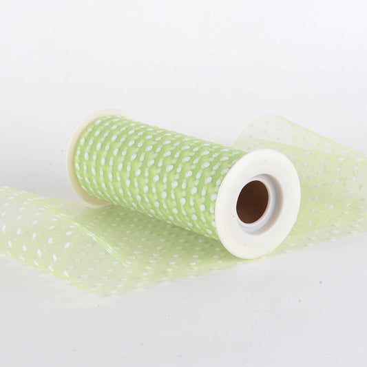 Apple Green - Swiss Dot Tulle - ( 6 Inch | 10 Yards ) BBCrafts.com