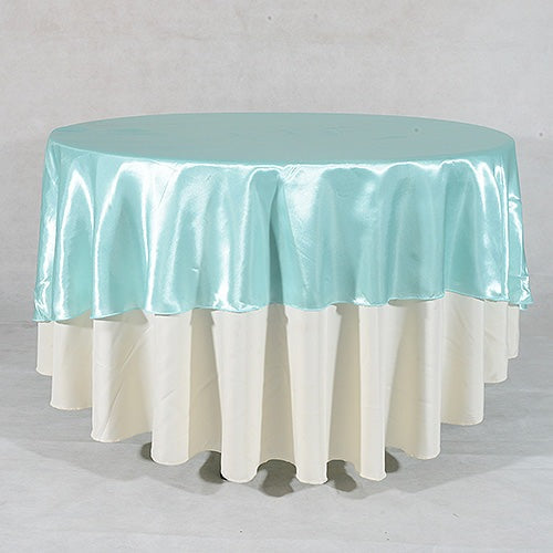 Aqua - 90 Inch Satin Round Tablecloths BBCrafts.com