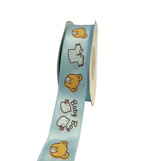 Baby Boy Bears Blue Satin Ribbon - 7/8''x20yds BBCrafts.com