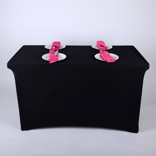 Black 8 Ft Rectangular Spandex Table Cover BBCrafts.com