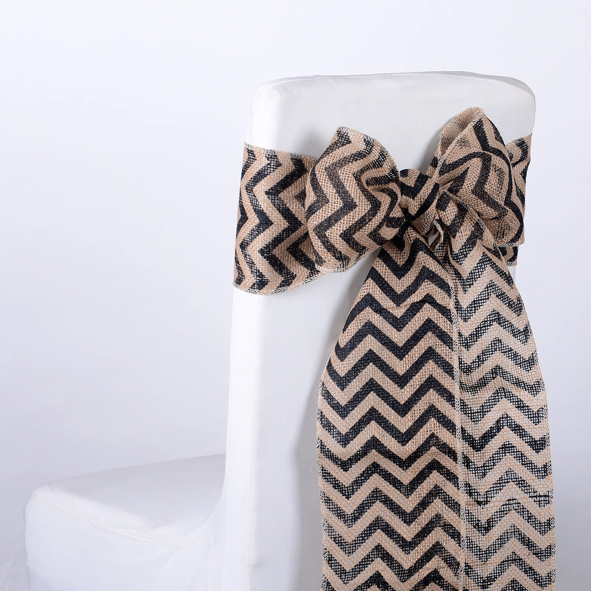 Black Chevron - Burlap Chair Sash ( 5 pieces ) BBCrafts.com