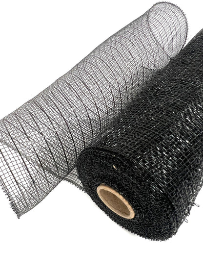 Black - Deco Mesh Wrap Metallic Stripes - ( 10 Inch x 10 Yards ) BBCrafts.com