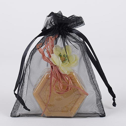 Black  - Organza Bags - ( 4 x 5 Inch - 10 Bags ) BBCrafts.com