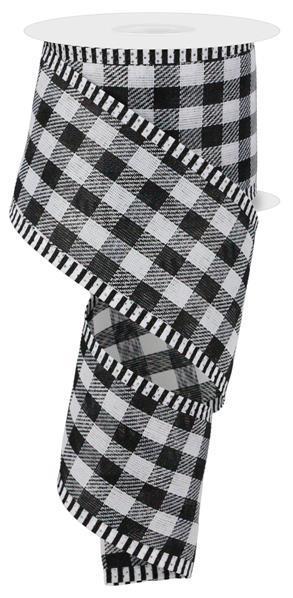 Black & White - Gingham Check Ribbon - ( 2-1/2 Inch | 10 Yards ) BBCrafts.com