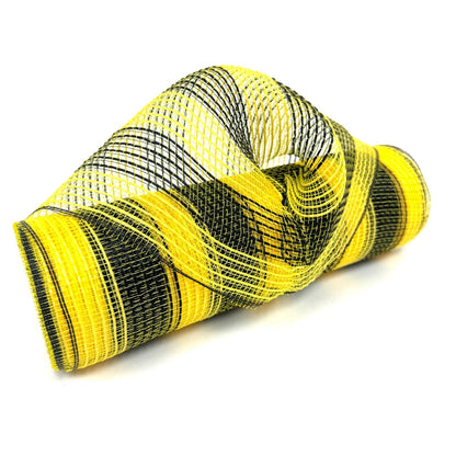 Black Yellow Stripes Deco Mesh - Spring Floral Deco Mesh - ( 10 Inch x 10 Yards ) BBCrafts.com