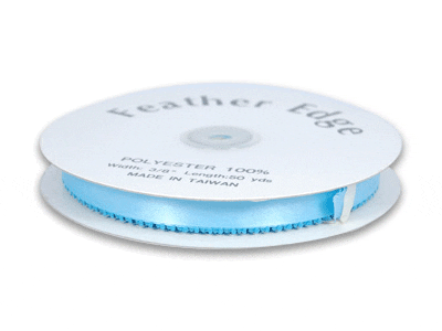 Blue Mist - Satin Ribbon Feather Edge Blue - ( 3/16 Inch | 50 Yards ) BBCrafts.com