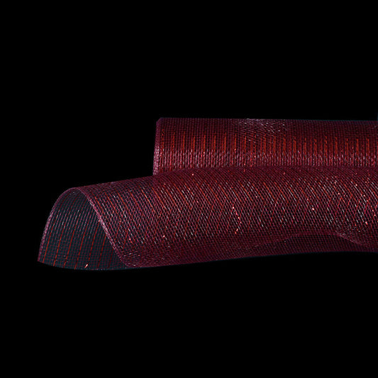 Burgundy - Deco Mesh Wrap Metallic Stripes - ( 21 Inch x 10 Yards ) BBCrafts.com