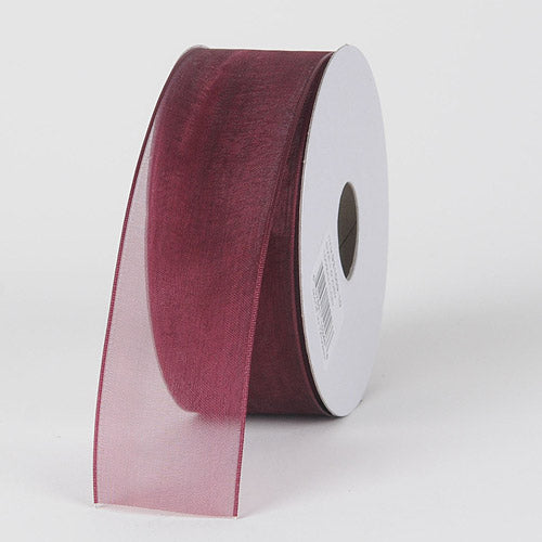 Burgundy - Organza Ribbon Thin Wire Edge 25 Yards - ( 1 - 1/2 Inch | 25 Yards ) BBCrafts.com