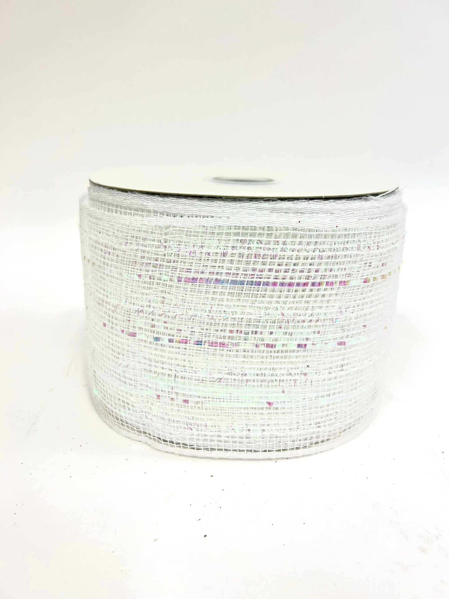 White Iridescent - Metallic Mesh Ribbon - ( 4 Inch x 25 Yards )