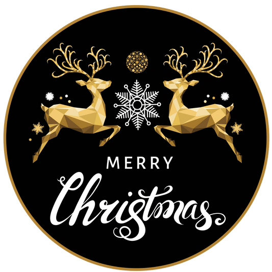 CHRISTMAS Metal Sign: DEER MERRY CHRISTMAS - Wreath Accent - Made In USA BBCrafts.com