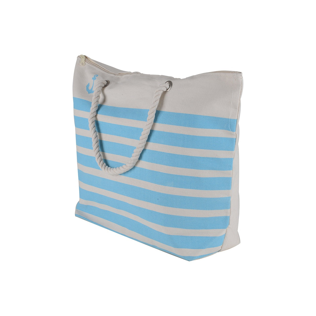 Canvas Beach Tote Bag - Baby Blue Striped - 21 Inch x 15 Inch - Women ...