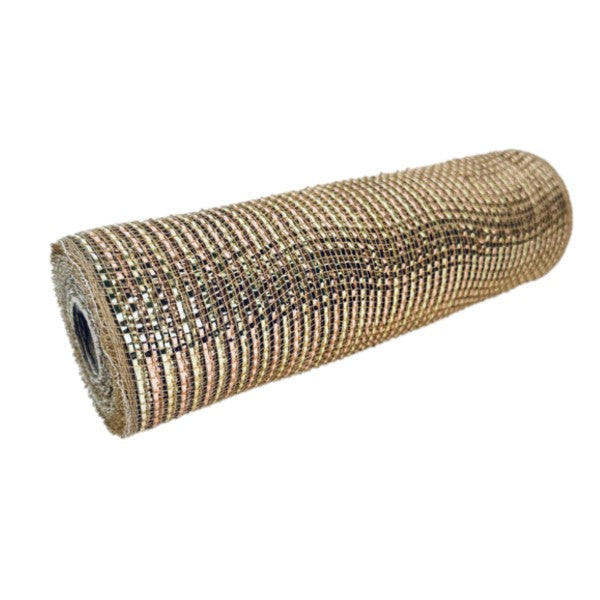 Champagne Gold and Rose Gold Poly Deco Mesh - ( 10 Inch x 10 Yards )