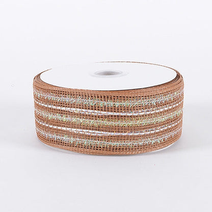 Chocolate - Laser Metallic Mesh Ribbon - ( 2 - 1/2 Inch x 25 Yards ) BBCrafts.com