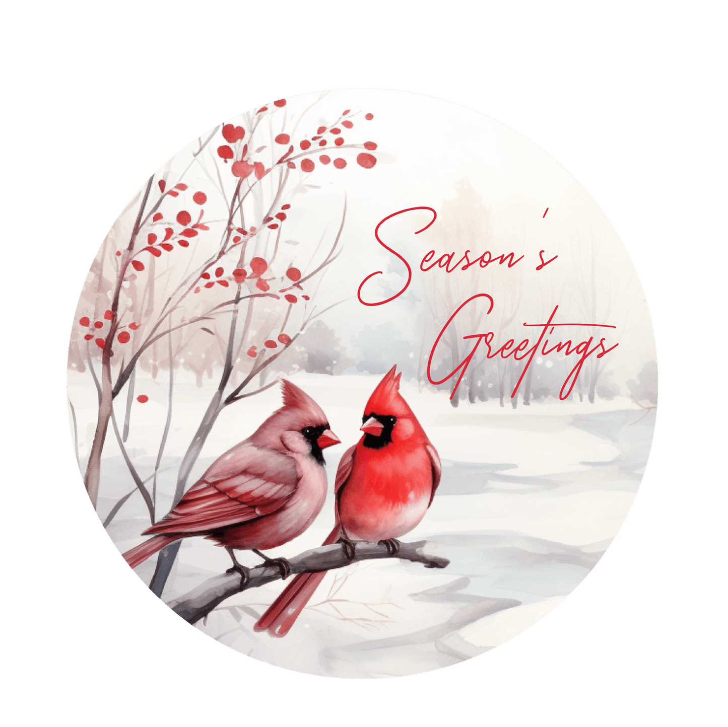 Christmas Metal Sign: CARDINALS SNOWY - Made In USA - BBCrafts.com