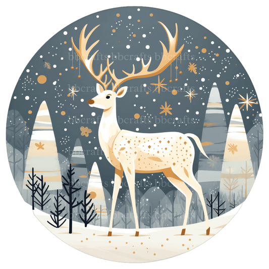 Christmas Metal Sign: DEER - Made In USA BBCrafts.com