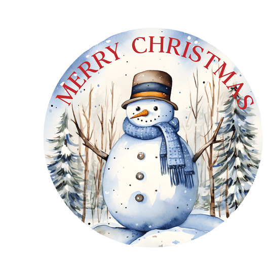 Christmas Metal Sign: MERRY XMAS SNOWMAN - Made In USA - BBCrafts.com