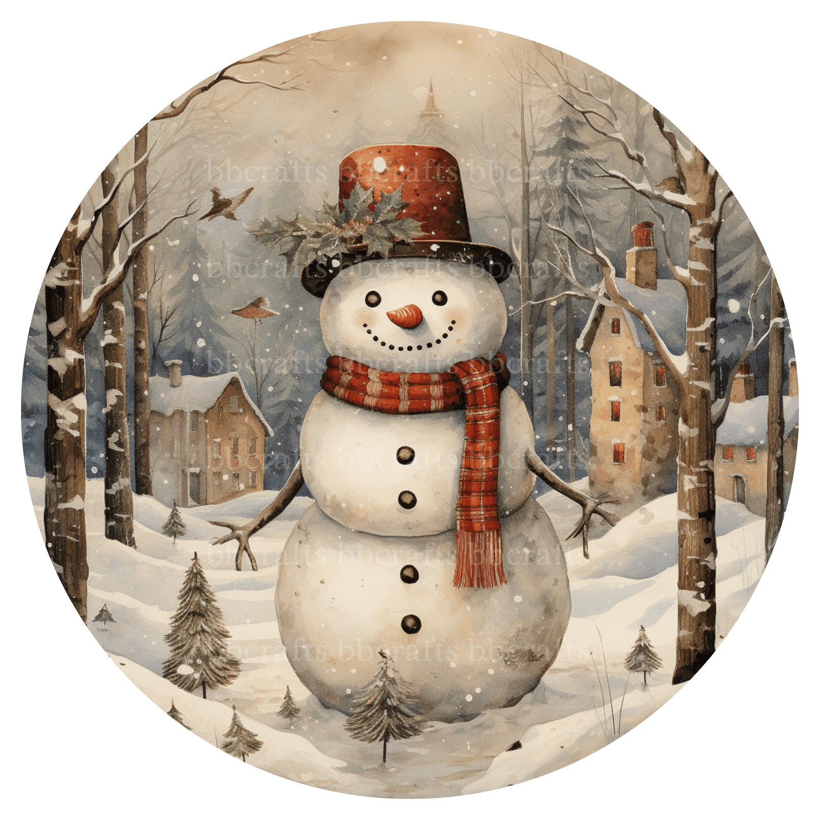 Christmas Metal Sign: SNOWMAN - Made In USA BBCrafts.com