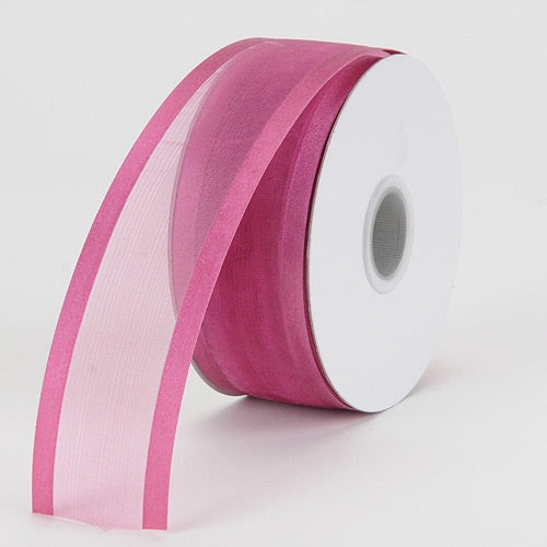 Colonial - Organza Ribbon Two Striped Satin Edge - ( W: 3/8 Inch | L: 25 Yards ) BBCrafts.com