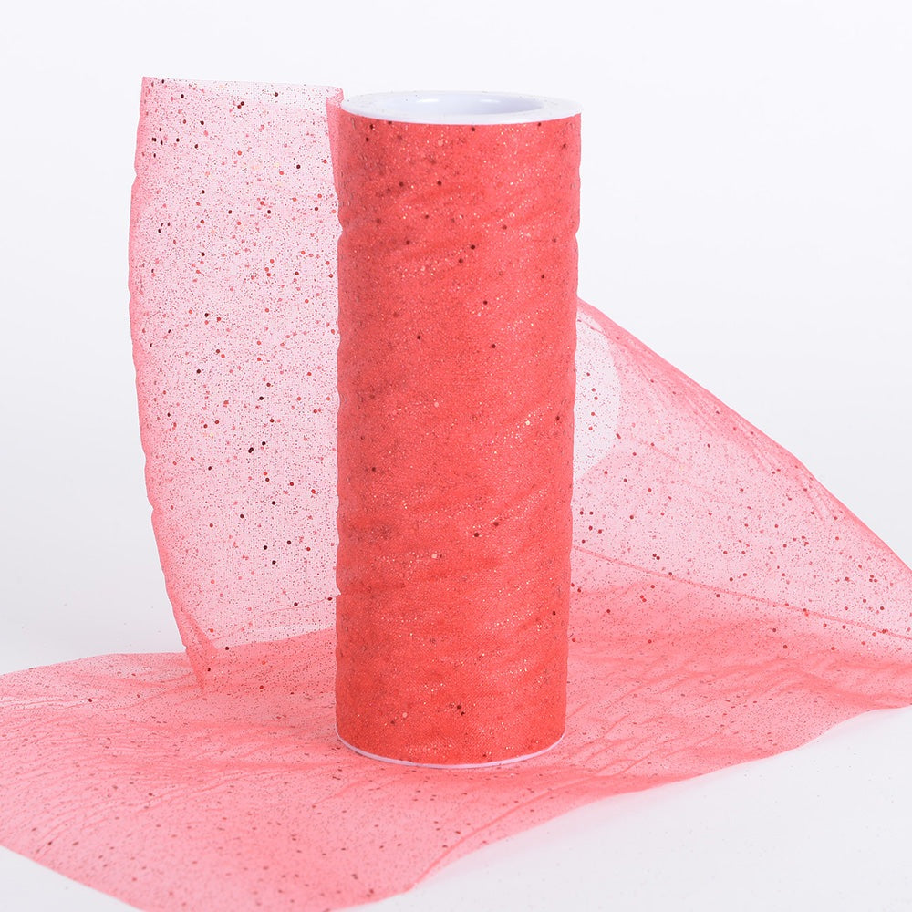 Coral - 6 Inch Confetti Organza Roll - ( W: 6 Inch | L: 10 Yards ) BBCrafts.com