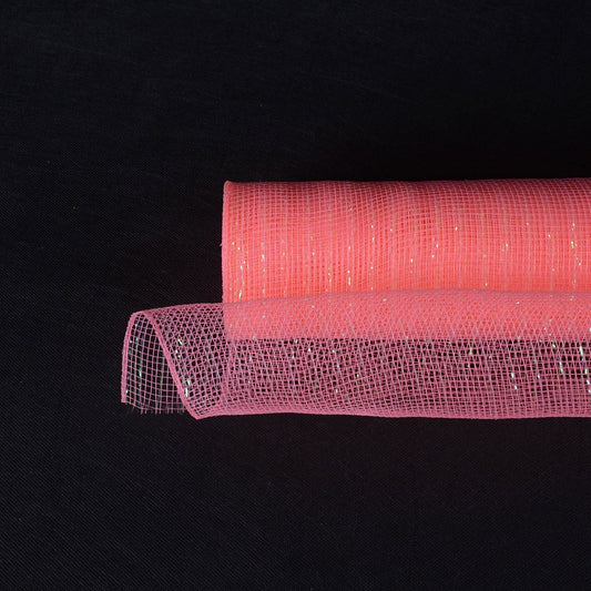 Coral - Deco Mesh Wrap Metallic Stripes - ( 21 Inch x 10 Yards ) BBCrafts.com