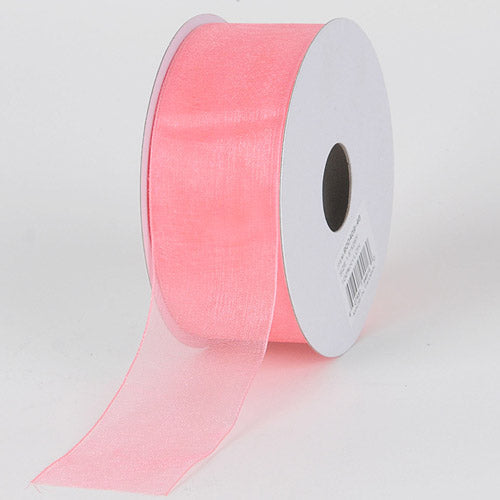 Coral - Organza Ribbon Thin Wire Edge 25 Yards - ( W: 5/8 Inch | L: 25 Yards ) BBCrafts.com