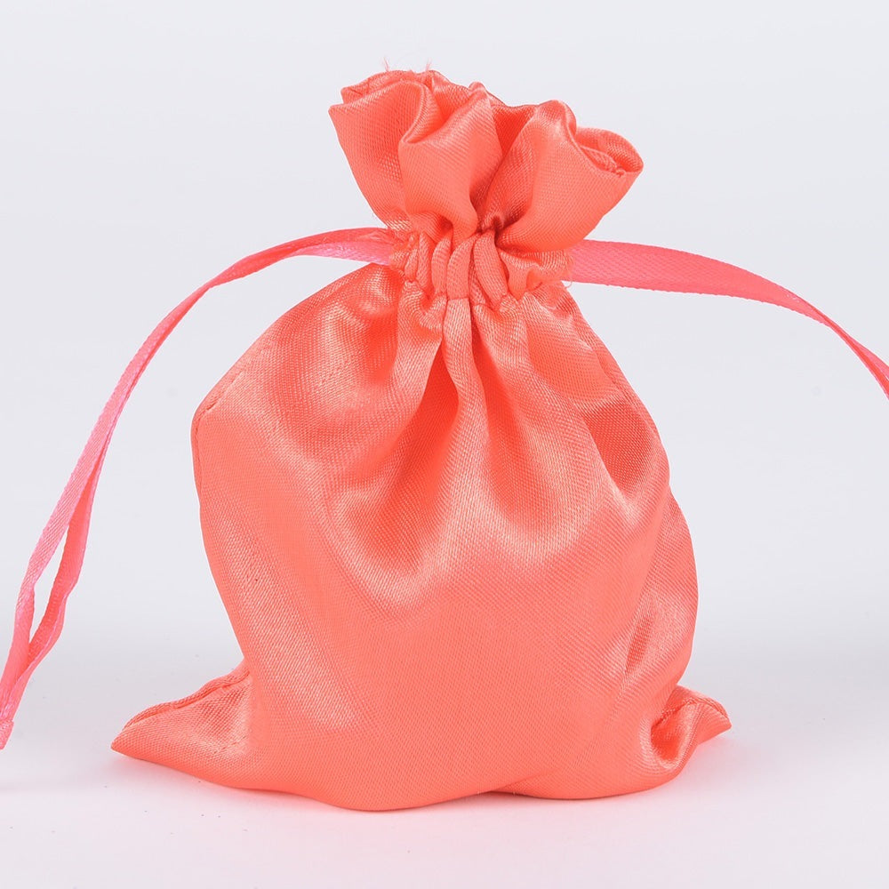 Coral  - Satin Bags - ( 3x4 Inch - 10 Bags ) BBCrafts.com