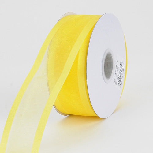 Daffodil - Organza Ribbon Two Striped Satin Edge - ( 1 - 1/2 Inch | 25 Yards ) BBCrafts.com