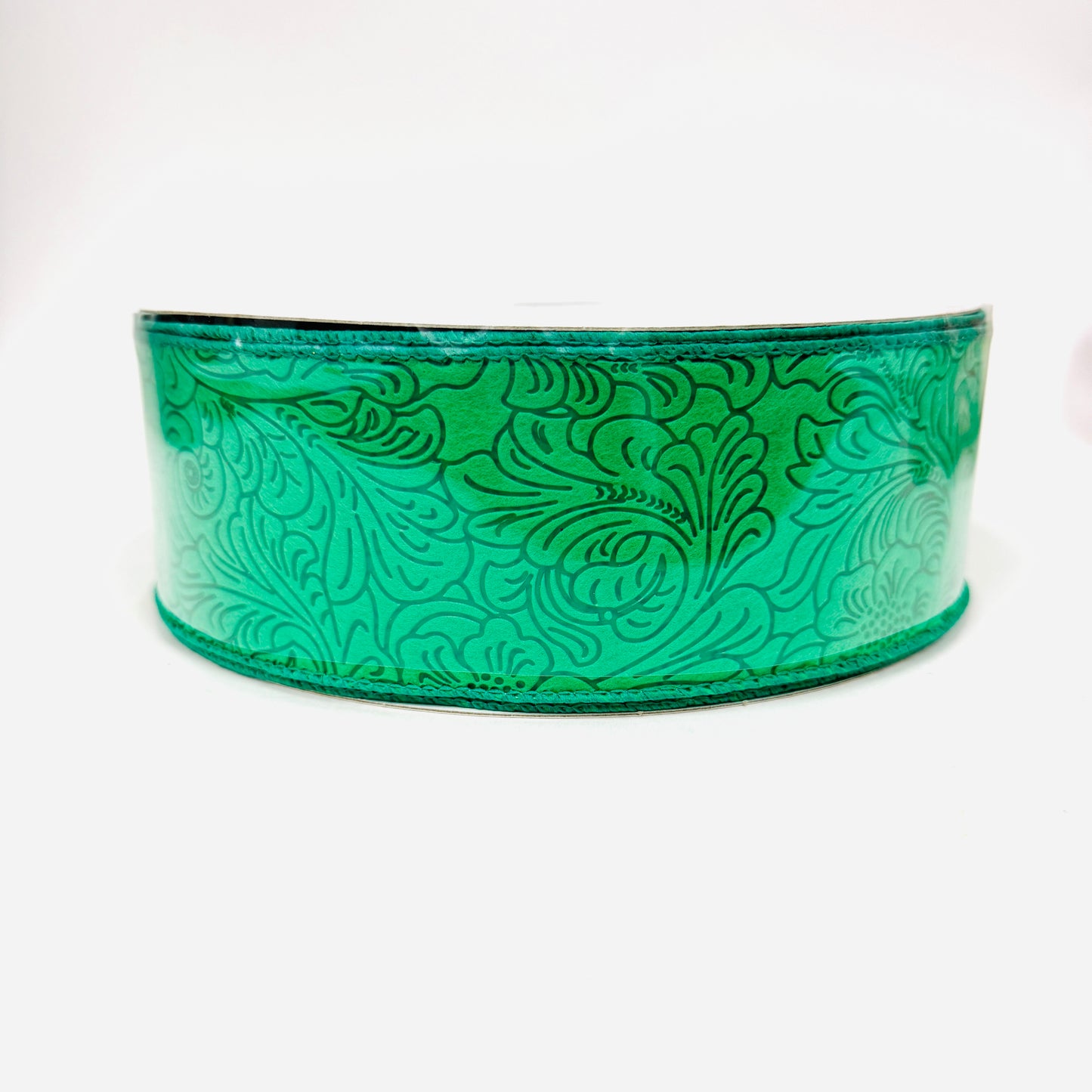 Emerald Flower Embossed Wired Ribbon - 2-1/2 Inch x 50 Yards