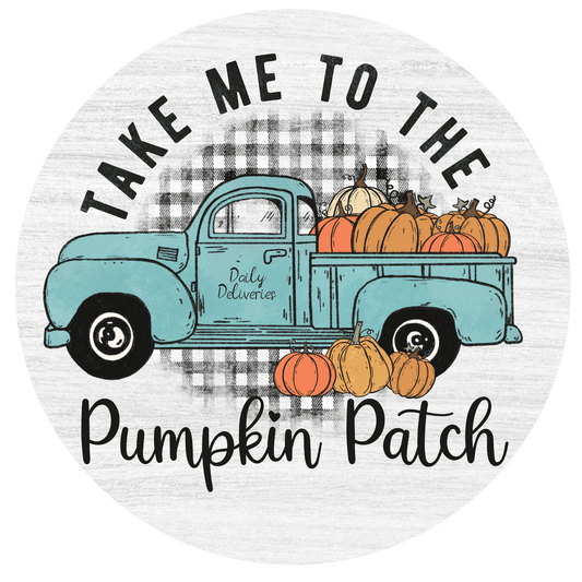 Fall Metal Sign: PUMPKIN TRUCK - Wreath Accent - Made In USA BBCrafts.com