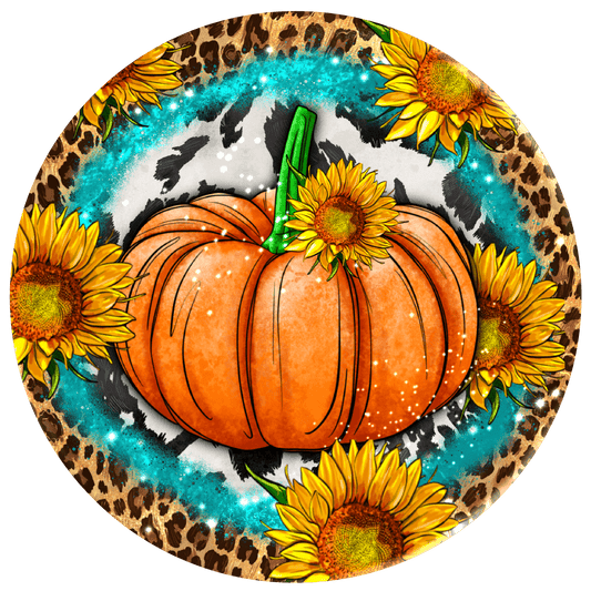 Fall Metal Sign: SUNFLOWER PUMPKIN - Wreath Accent - Made In USA BBCrafts.com