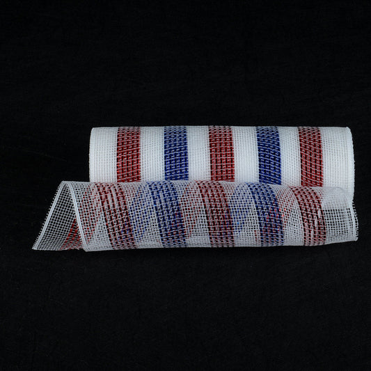 Flag - Poly Deco Mesh Wreath Material with Laser Mono Stripe - ( 10 Inch x 10 Yards ) BBCrafts.com