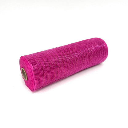 Fuchsia - Deco Mesh Wrap Metallic Stripes - ( 10 Inch x 10 Yards ) BBCrafts.com