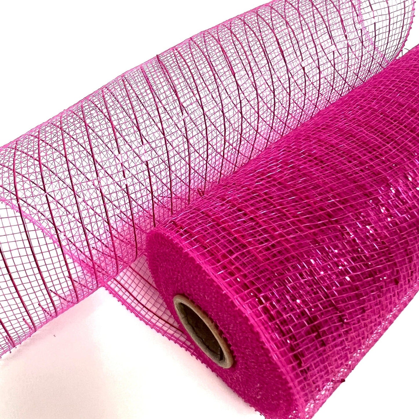 Fuchsia - Deco Mesh Wrap Metallic Stripes - ( 10 Inch x 10 Yards ) BBCrafts.com