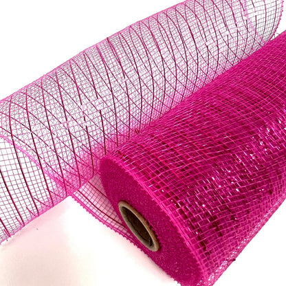 Fuchsia - Deco Mesh Wrap Metallic Stripes - ( 10 Inch x 10 Yards ) BBCrafts.com