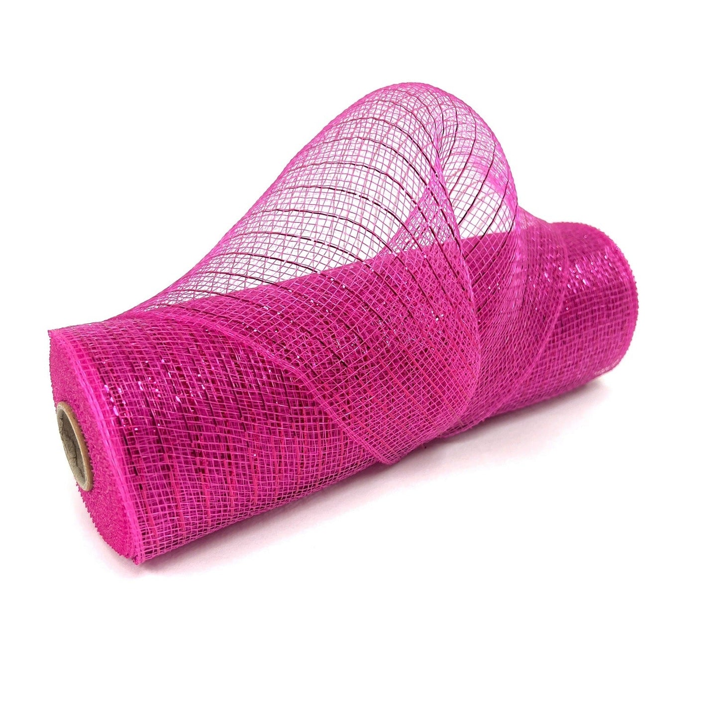 Fuchsia - Deco Mesh Wrap Metallic Stripes - ( 10 Inch x 10 Yards ) BBCrafts.com