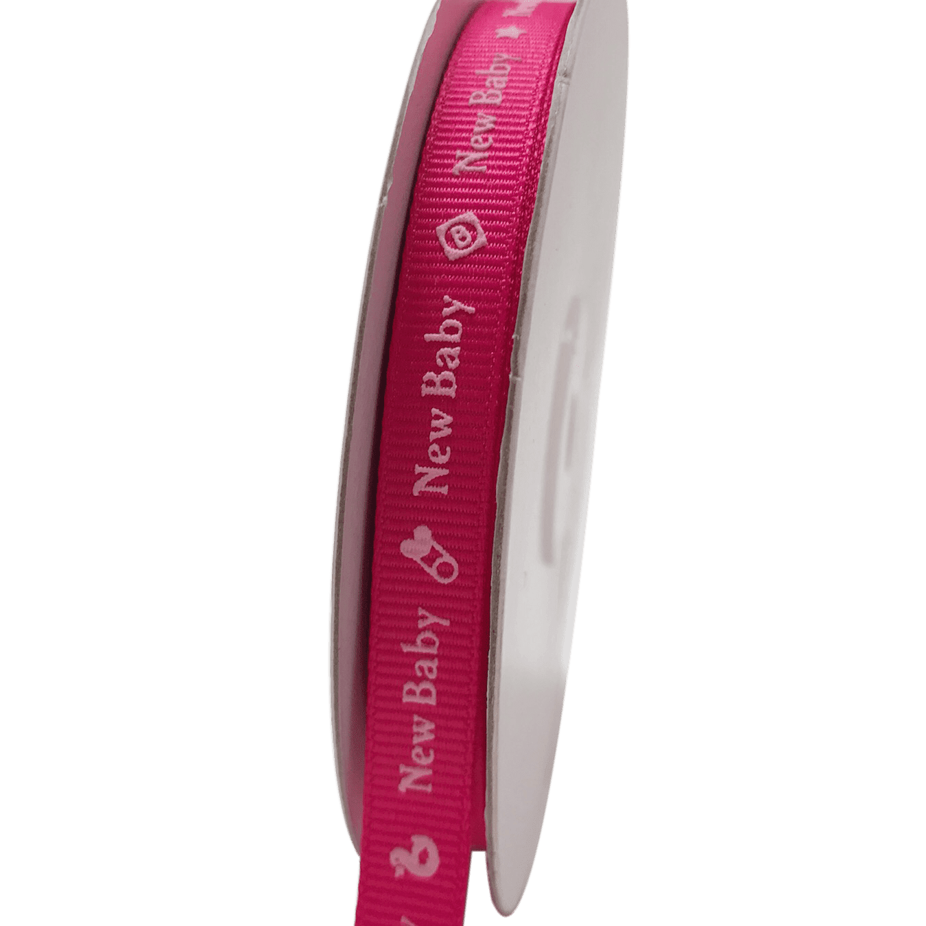 Fuchsia - New Baby - Grosgrain Ribbon Baby Design ( W: 3/8 Inch | L: 25 Yards ) BBCrafts.com